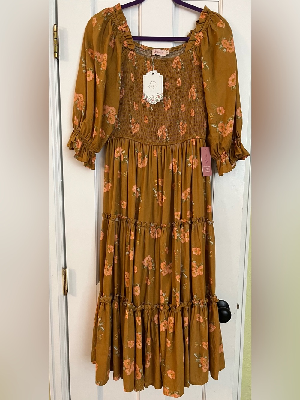 Ivy City Co Mustard Floral Maxi Dress